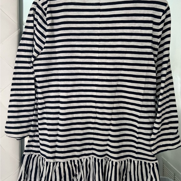 J Crew Factory Blue & White Striped Side Ruffle 3/4 Sleeve Cotton Top Size S - Picture 2 of 7